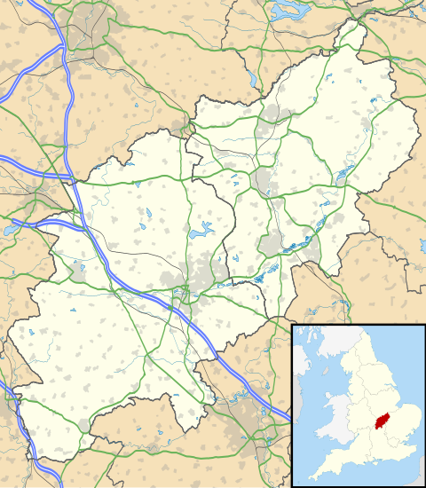 Map of Northamptonshire showing the county in which Clipston sits