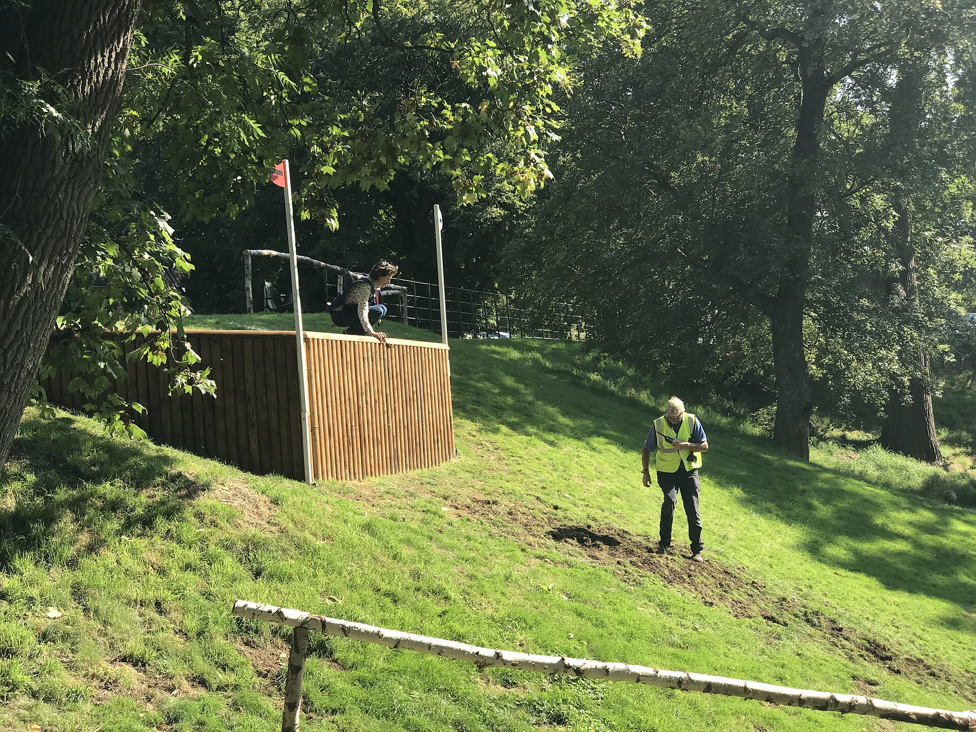 The Leaf Pit, one of the best known cross-country fences at the Burghley Horse Trials